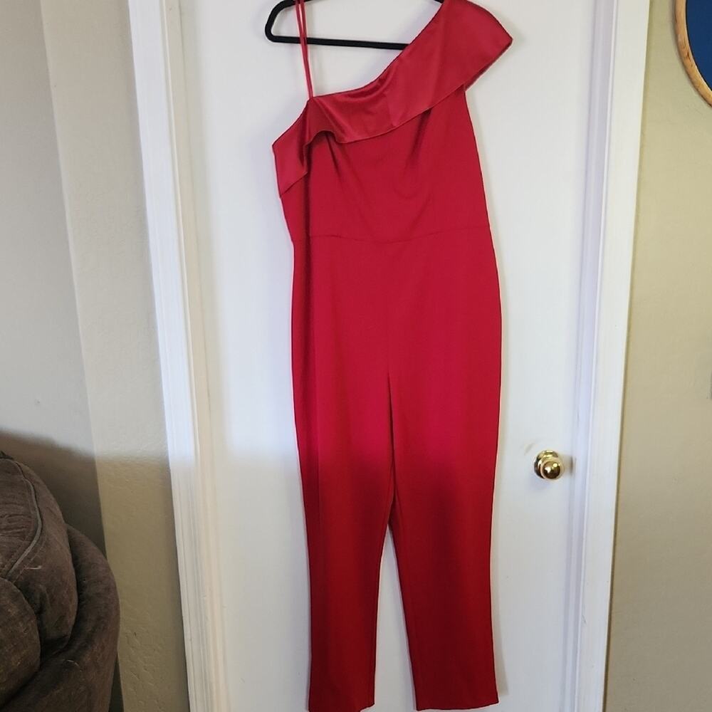 NWT Adrianna Papell Red One Shoulder Jumpsuit
